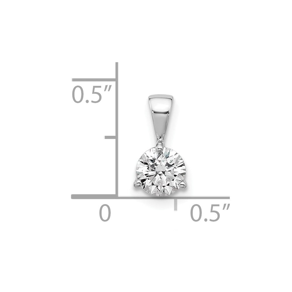 14kw 3/4ct Round Lab Grown Diamond VS/SI FGH 3-Prong Solitaire Pendant in 14k White Gold