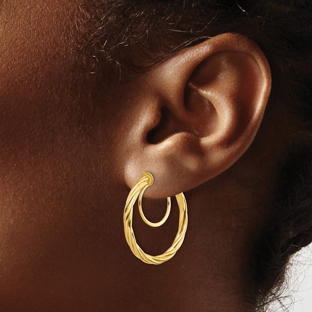 Twisted Non-pierced Hoop Earrings in 14k Yellow Gold