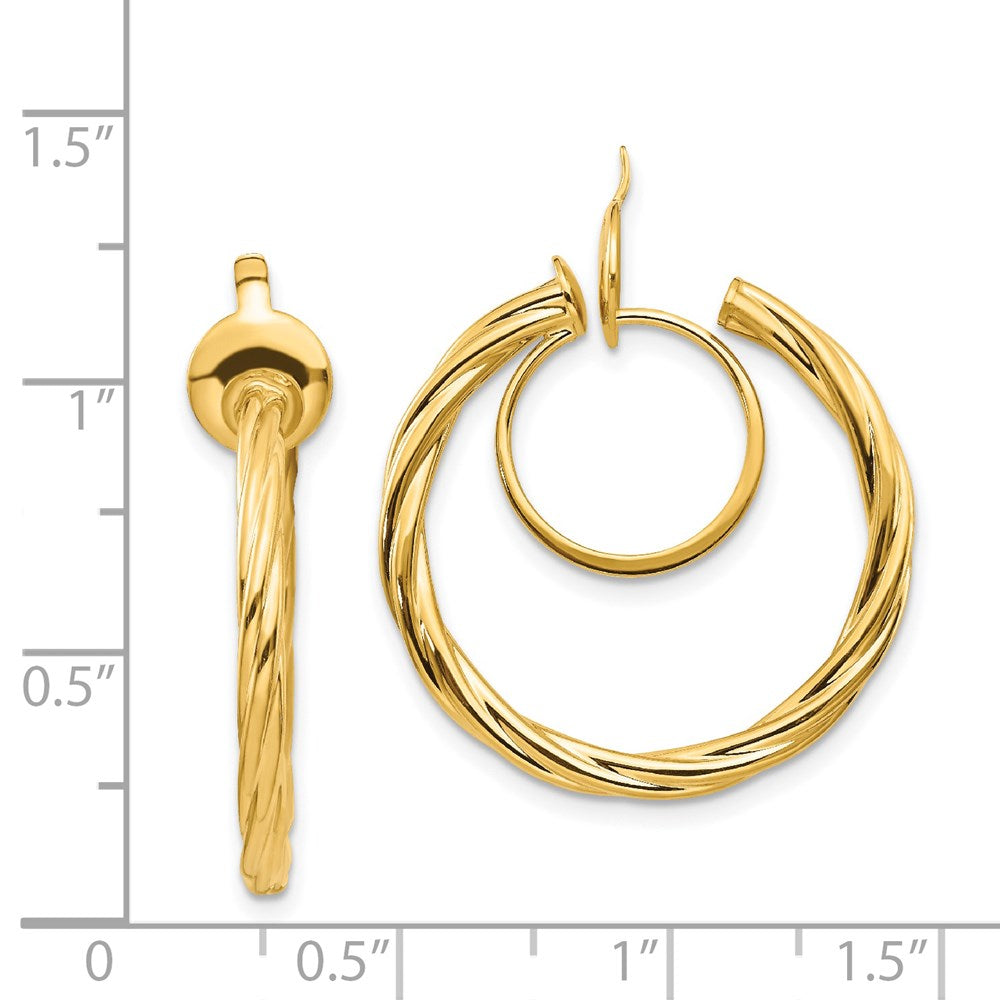 Twisted Non-pierced Hoop Earrings in 14k Yellow Gold