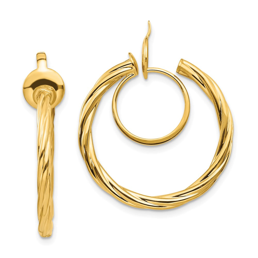 Twisted Non-pierced Hoop Earrings in 14k Yellow Gold