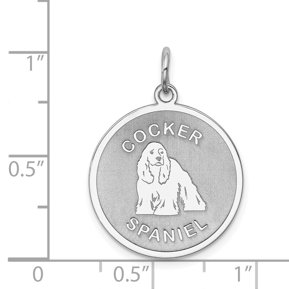 Rhodium-plated Cocker Spaniel Disc Charm in Sterling Silver