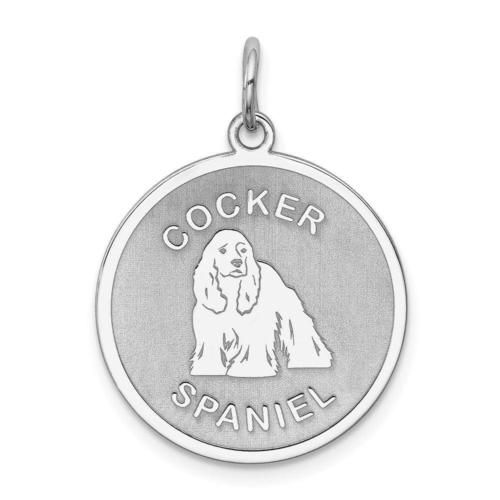 Rhodium-plated Cocker Spaniel Disc Charm in Sterling Silver