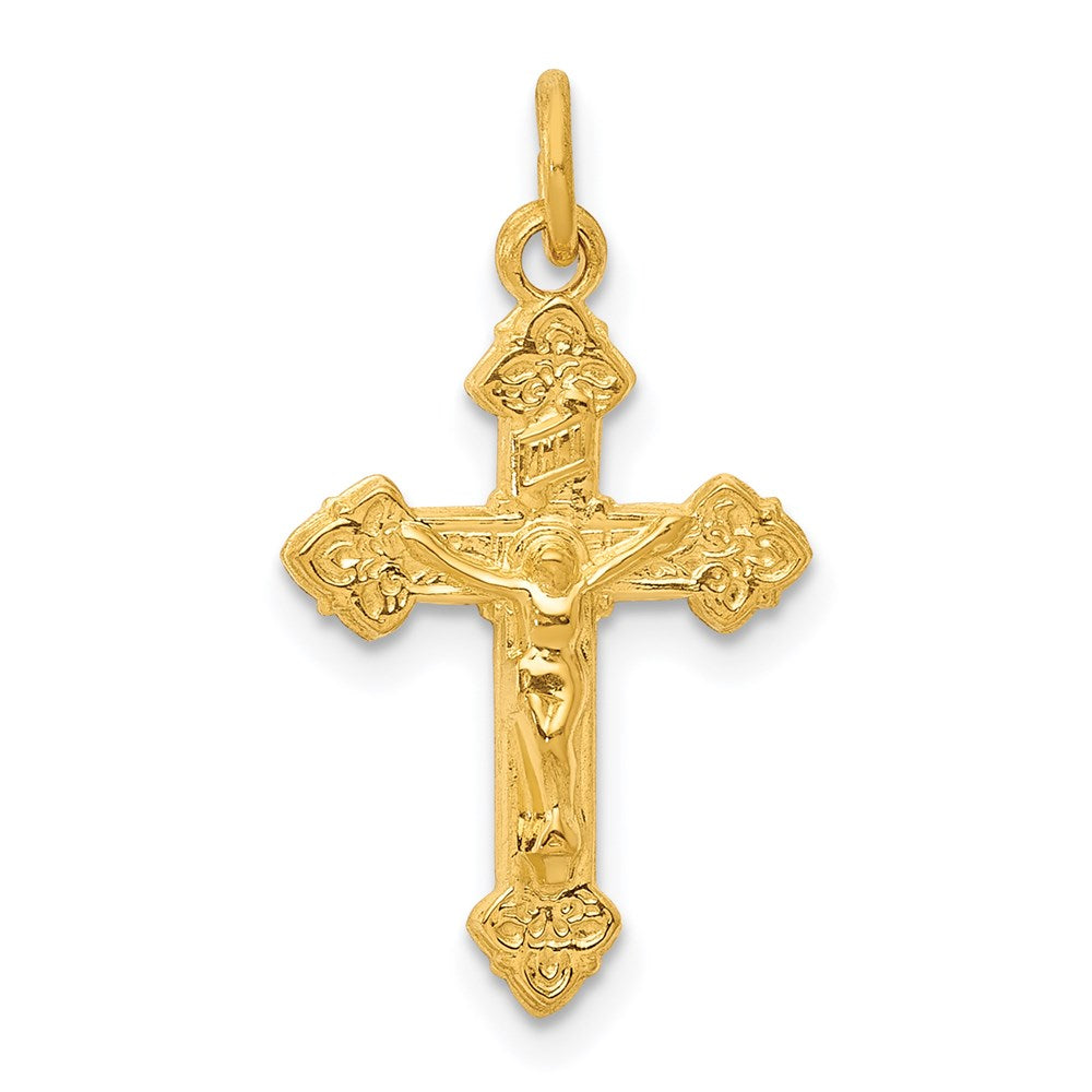 & 24k Gold -plated INRI Crucifix Charm in Sterling Silver