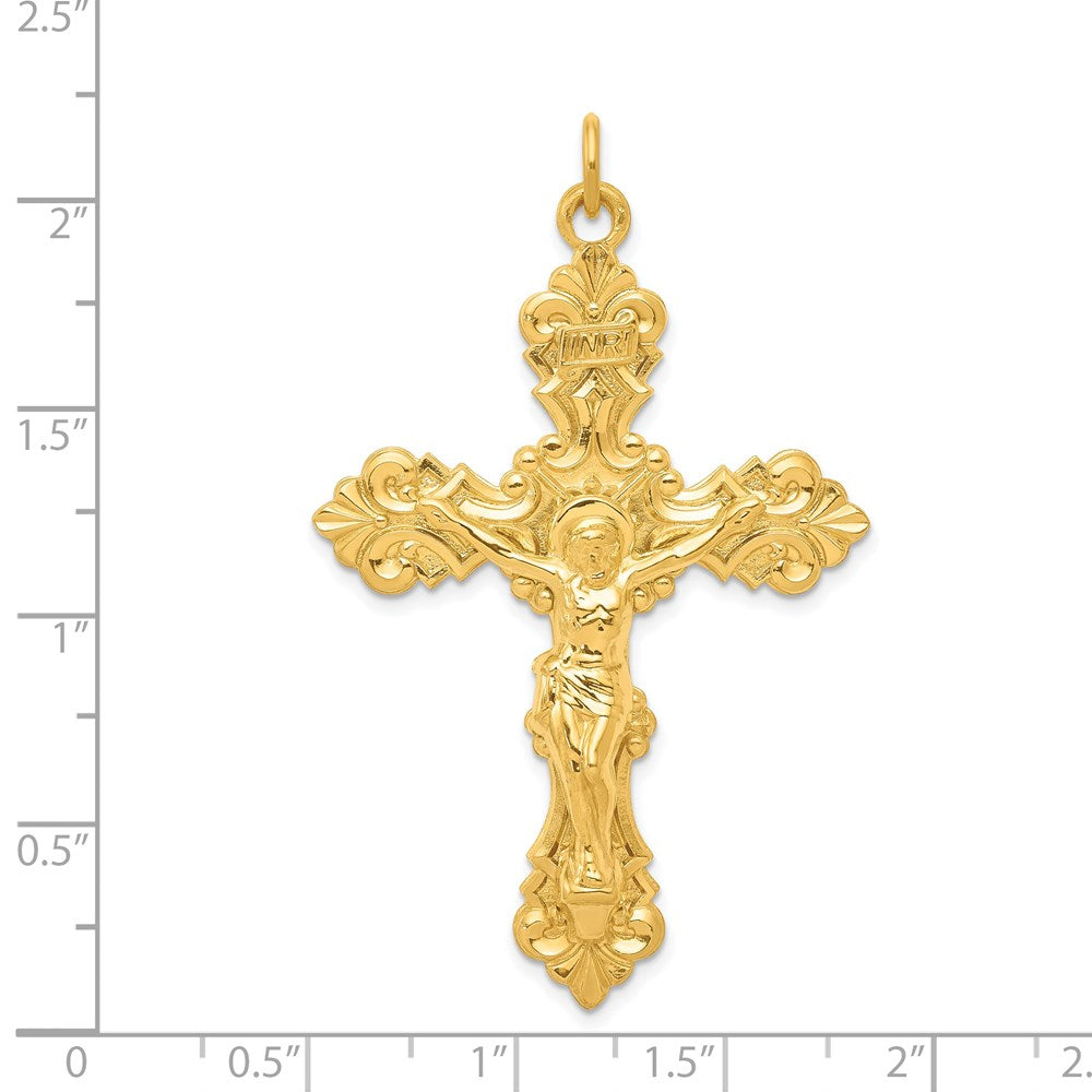 & 24k Gold -Plated INRI Crucifix Pendant in Sterling Silver