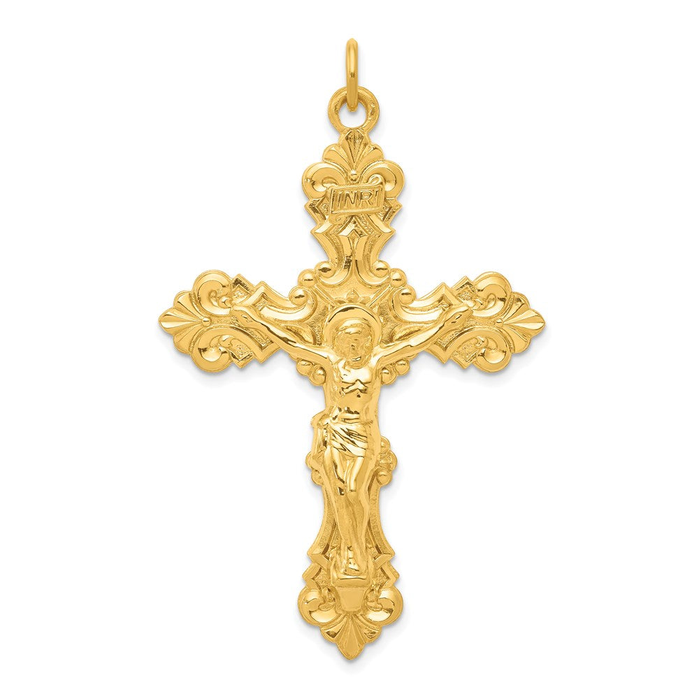 & 24k Gold -Plated INRI Crucifix Pendant in Sterling Silver