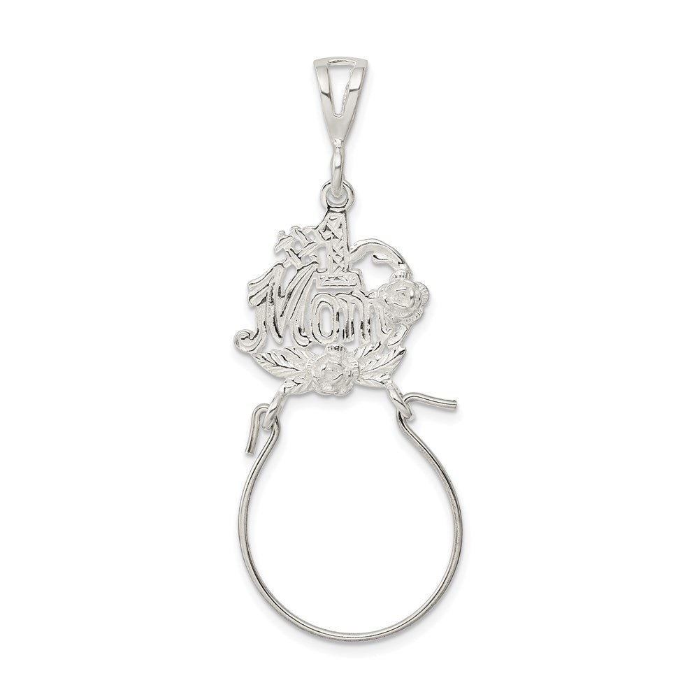 #1 Mom Charm Holder in Sterling Silver