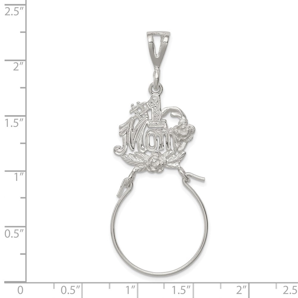 #1 Mom Charm Holder in Sterling Silver
