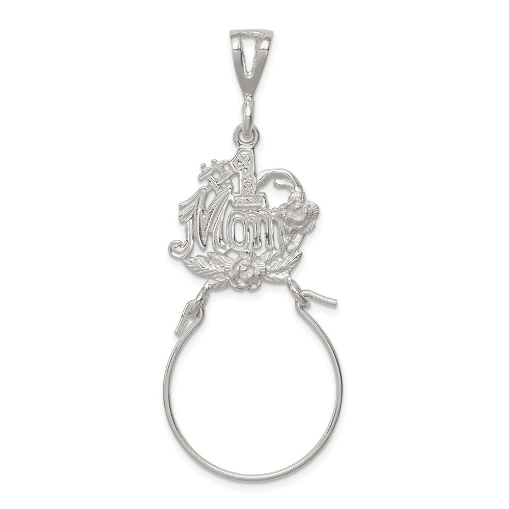 #1 Mom Charm Holder in Sterling Silver