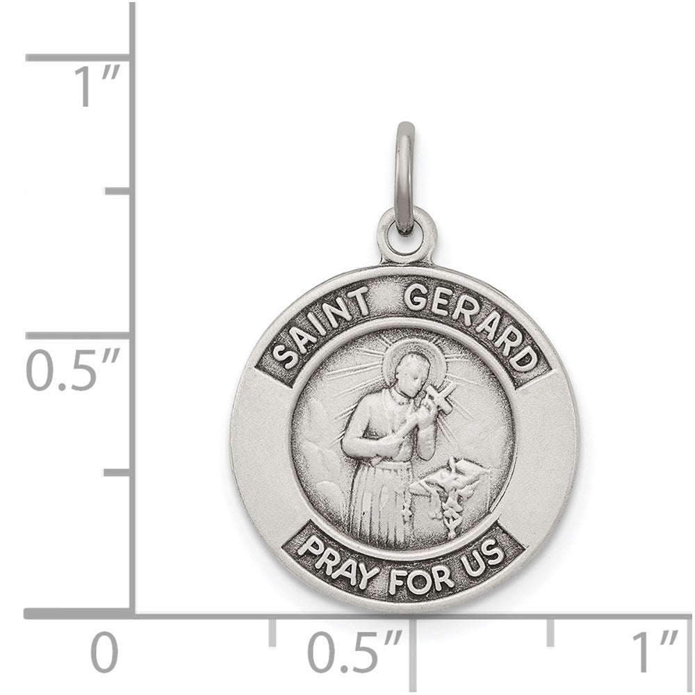 Antiqued St. Gerard Medal Pendant in Sterling Silver