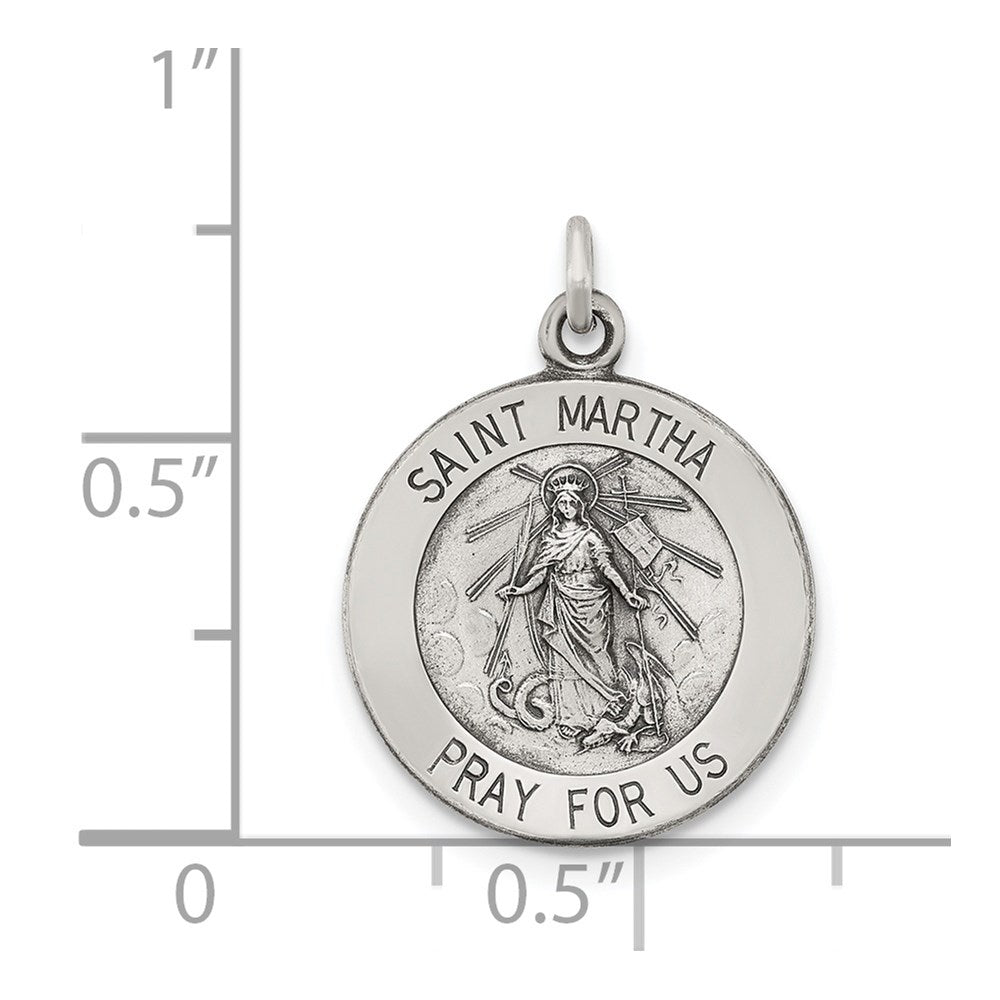 Antiqued Saint Martha Medal in Sterling Silver