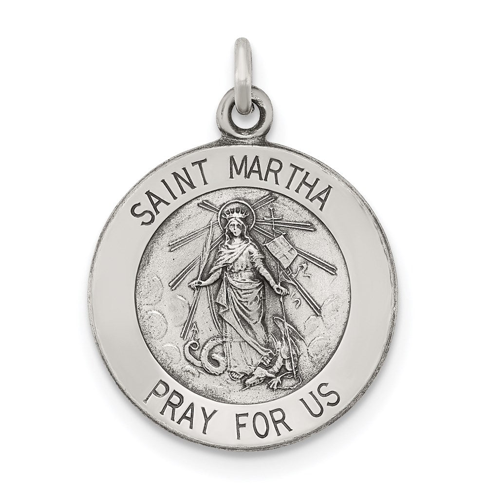 Antiqued Saint Martha Medal in Sterling Silver