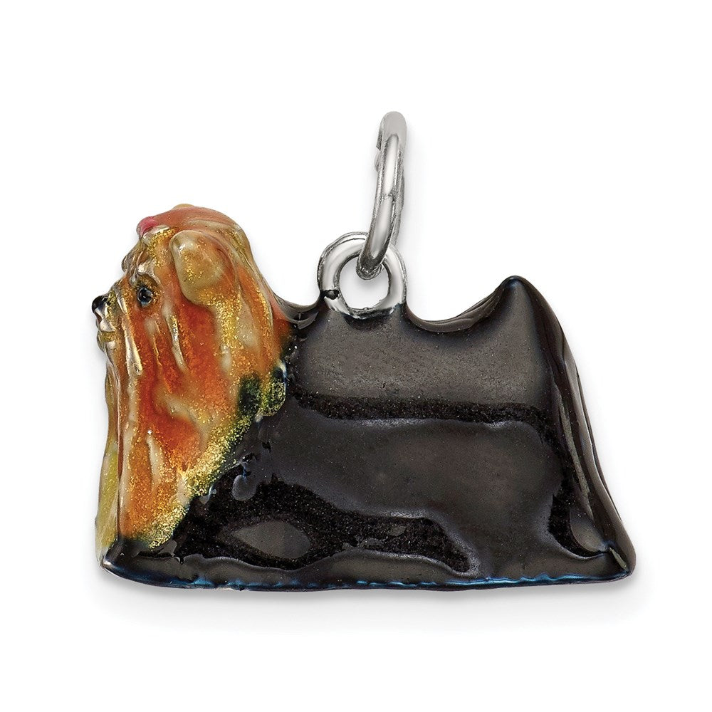Enameled Yorkshire Terrier Charm in Sterling Silver