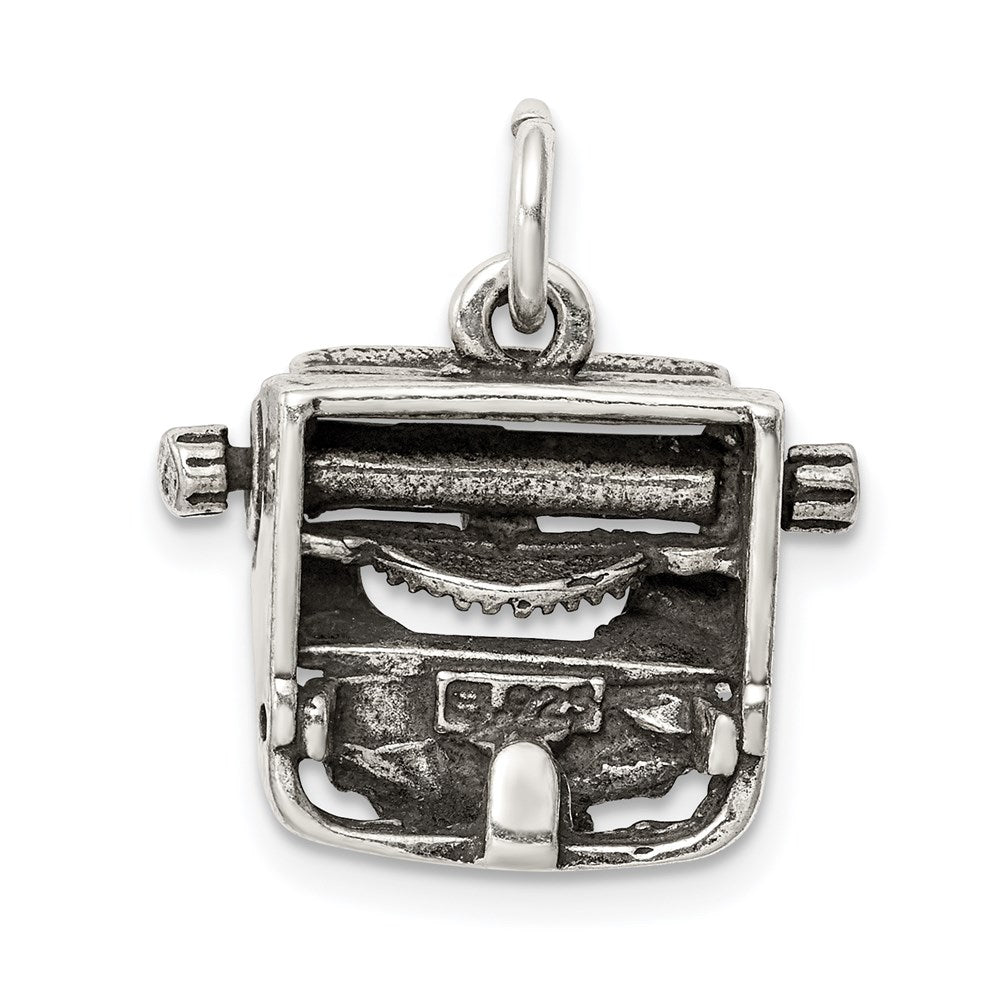 Antiqued Typewriter Charm in Sterling Silver