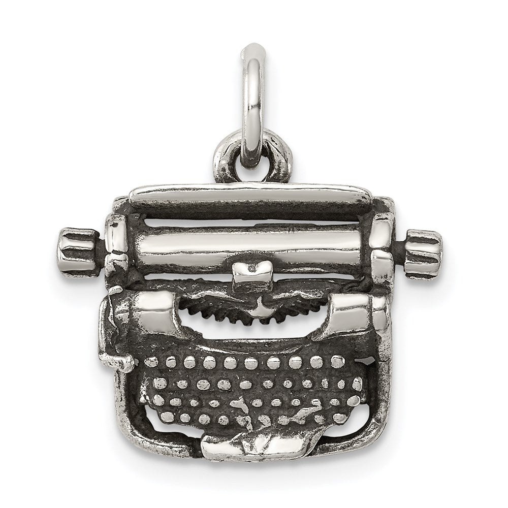 Antiqued Typewriter Charm in Sterling Silver