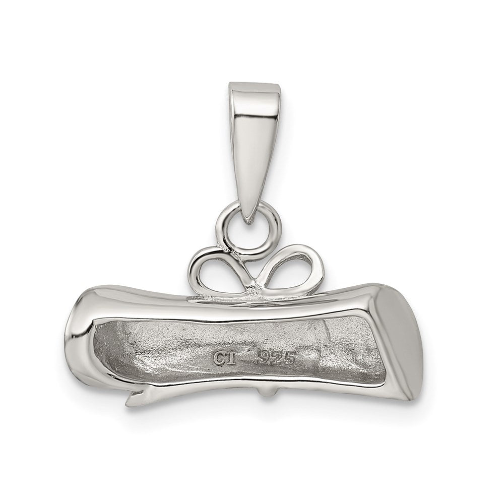 Rhodium-plated Rolled-Up Diploma Charm in Sterling Silver
