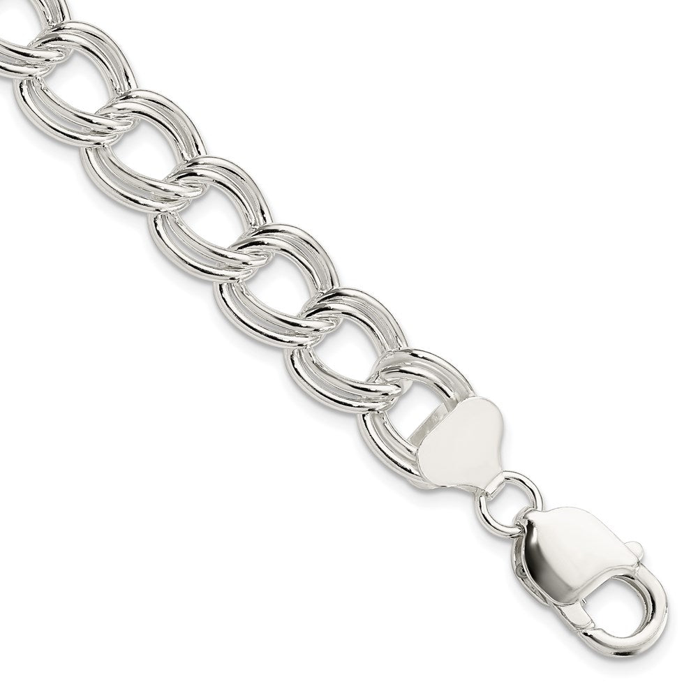 11.5mm Solid Double Link Charm Bracelet in Sterling Silver