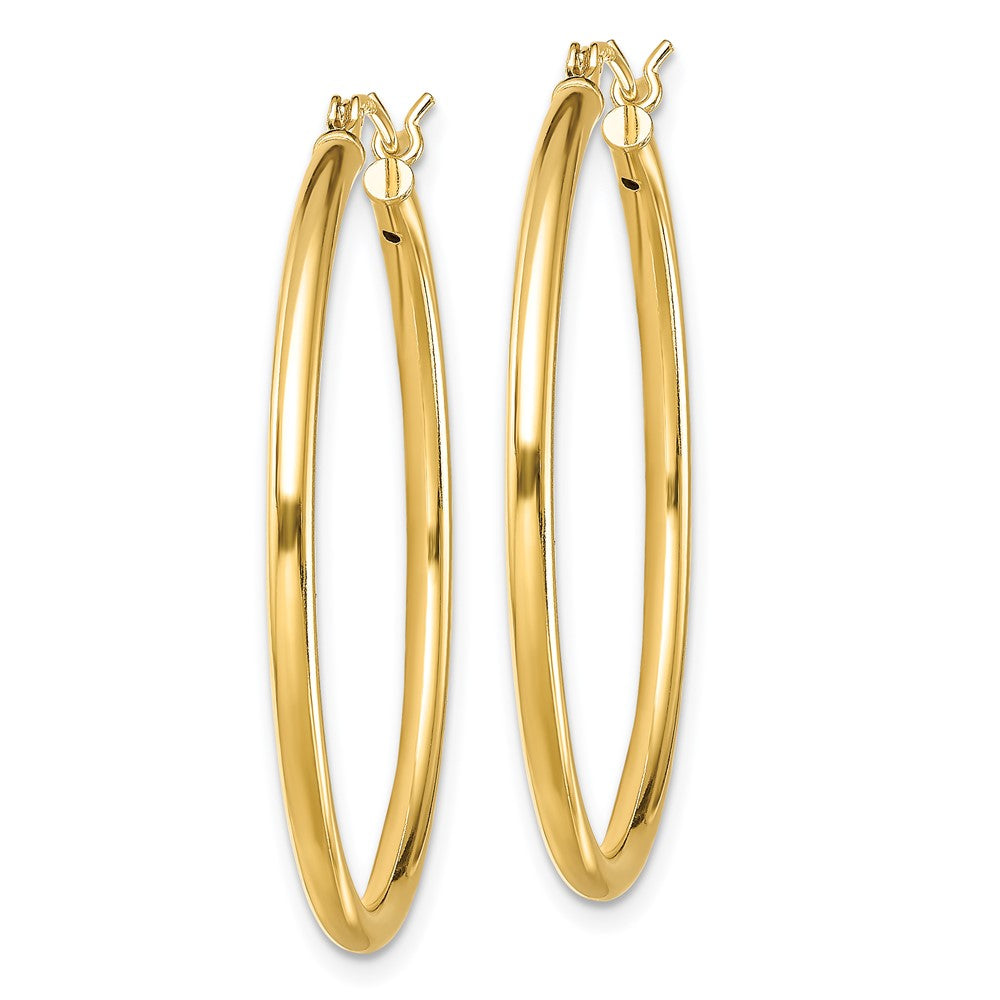 Gold-Tone Polished 2x35mm Hoop Earrings in Sterling Silver