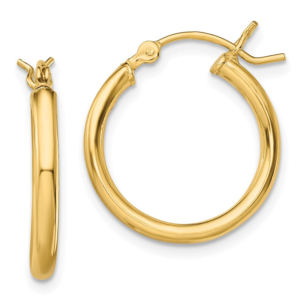 Gold-Tone Polished 2x18mm Hoop Earrings in Sterling Silver