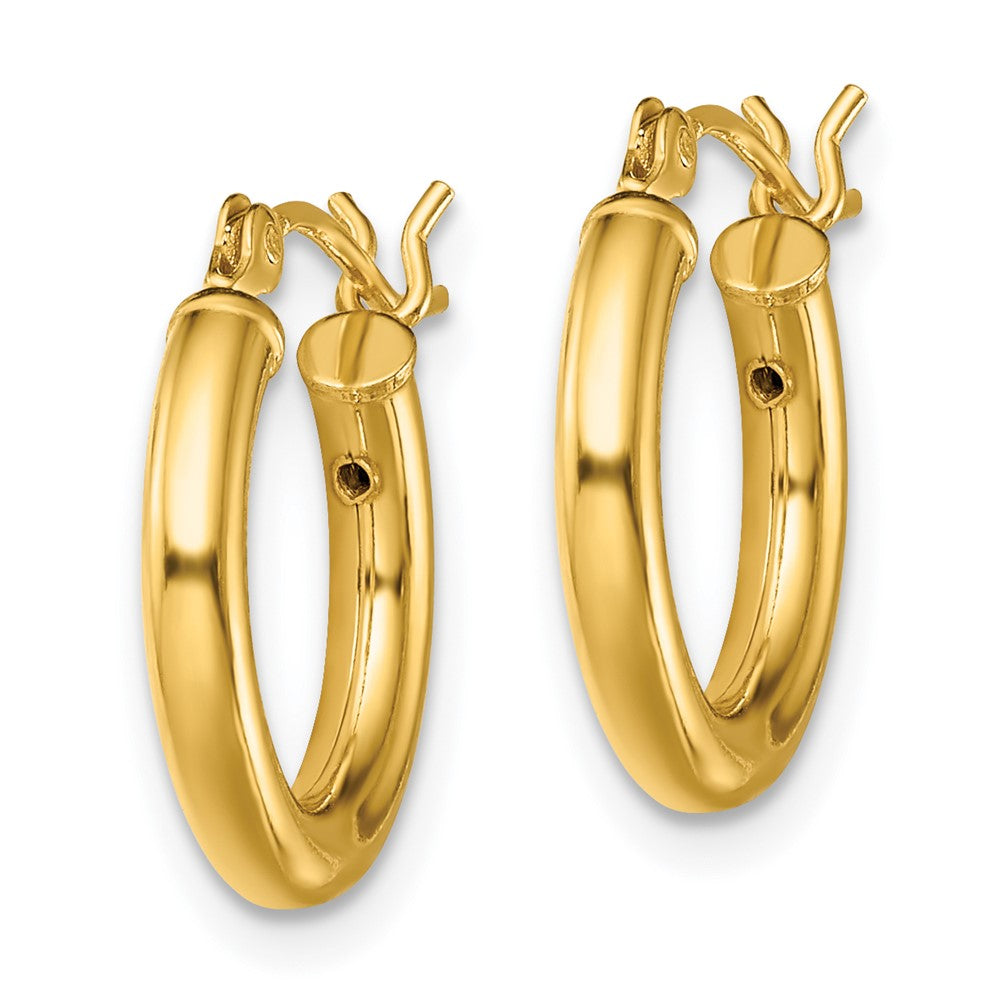 Gold-Tone Polished 2.5x15mm Hoop Earrings in Sterling Silver