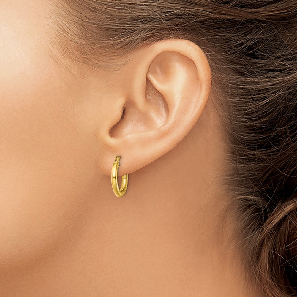 Gold-Tone Polished 2.5x15mm Hoop Earrings in Sterling Silver