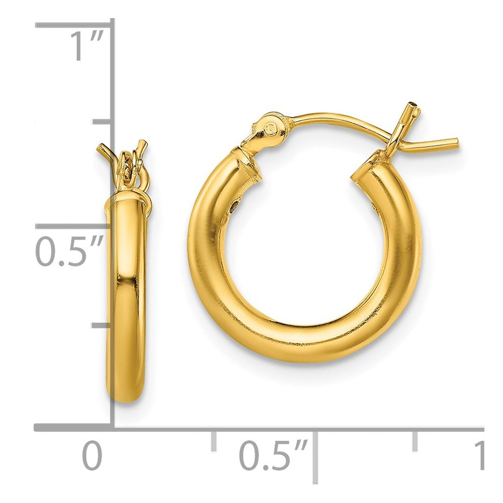 Gold-Tone Polished 2.5x15mm Hoop Earrings in Sterling Silver