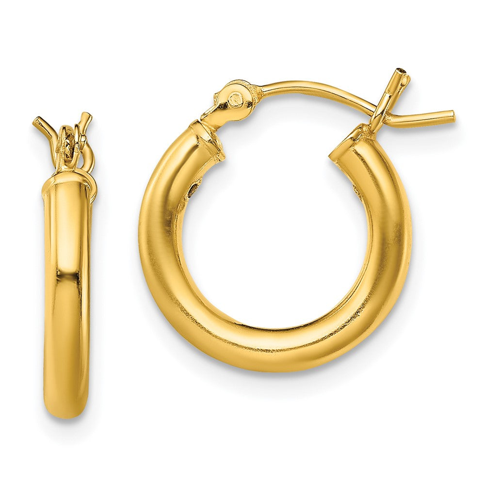Gold-Tone Polished 2.5x15mm Hoop Earrings in Sterling Silver