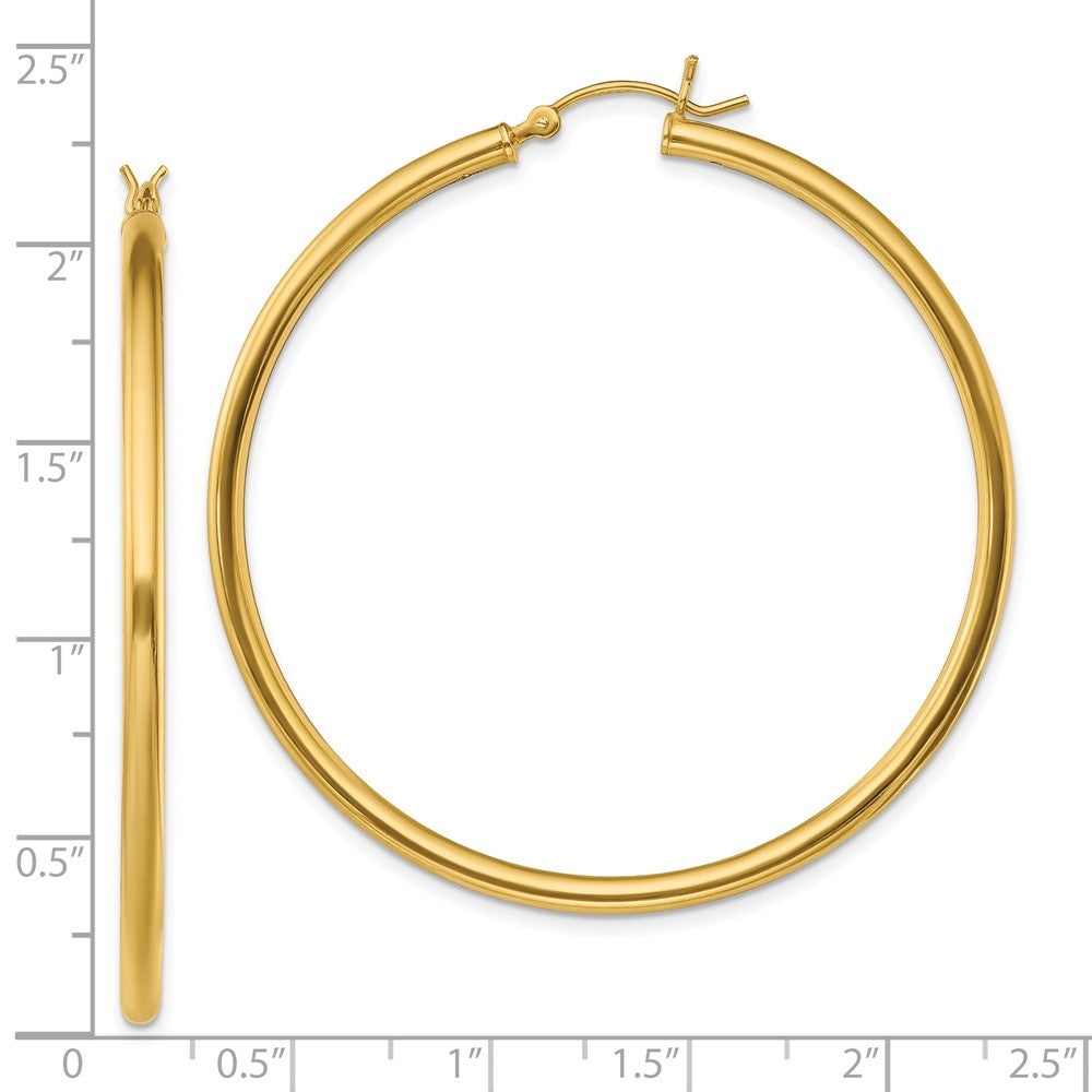 Gold-Tone Polished 2.5x50mm Hoop Earrings in Sterling Silver