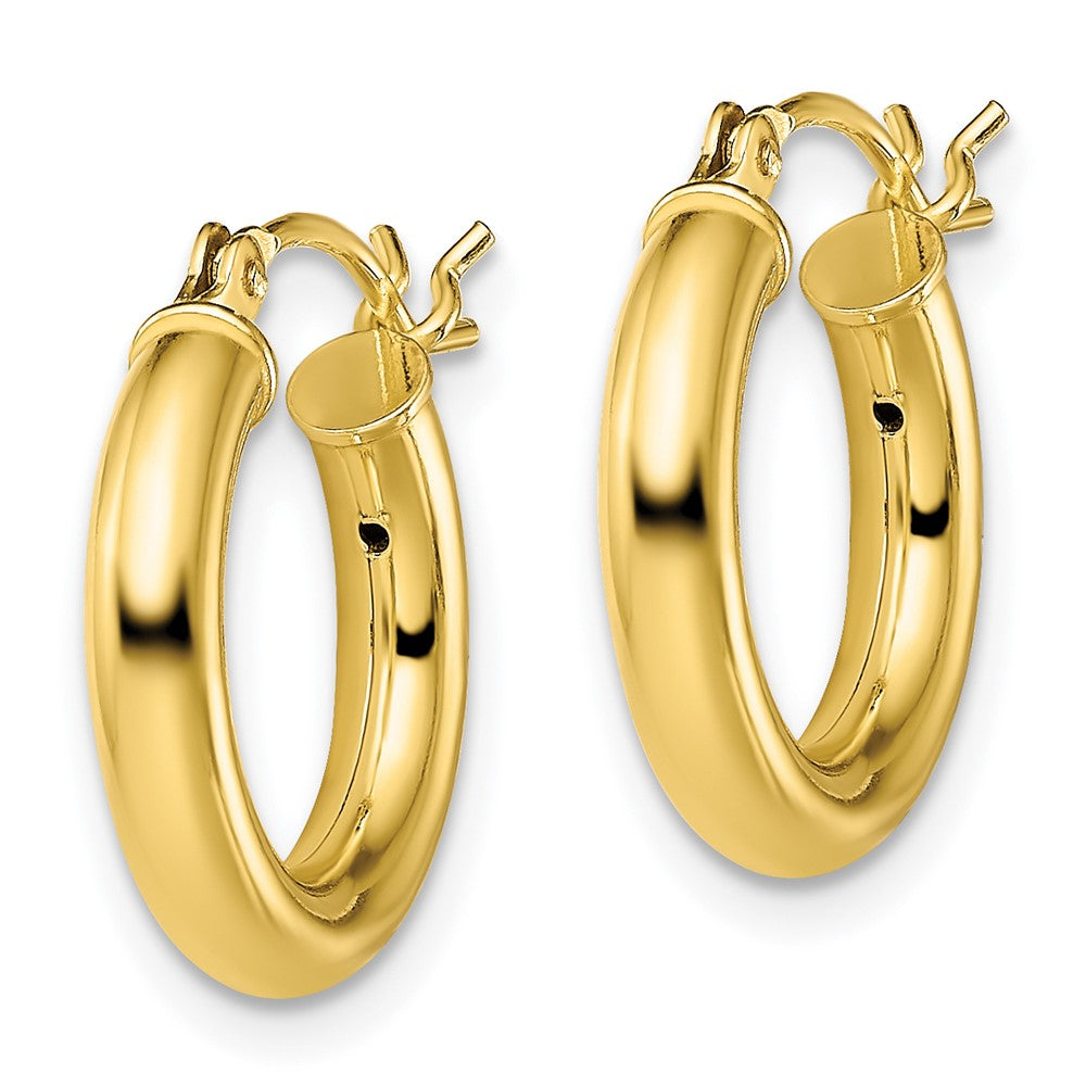 Gold-Tone Polished 3x16mm Hoop Earrings in Sterling Silver