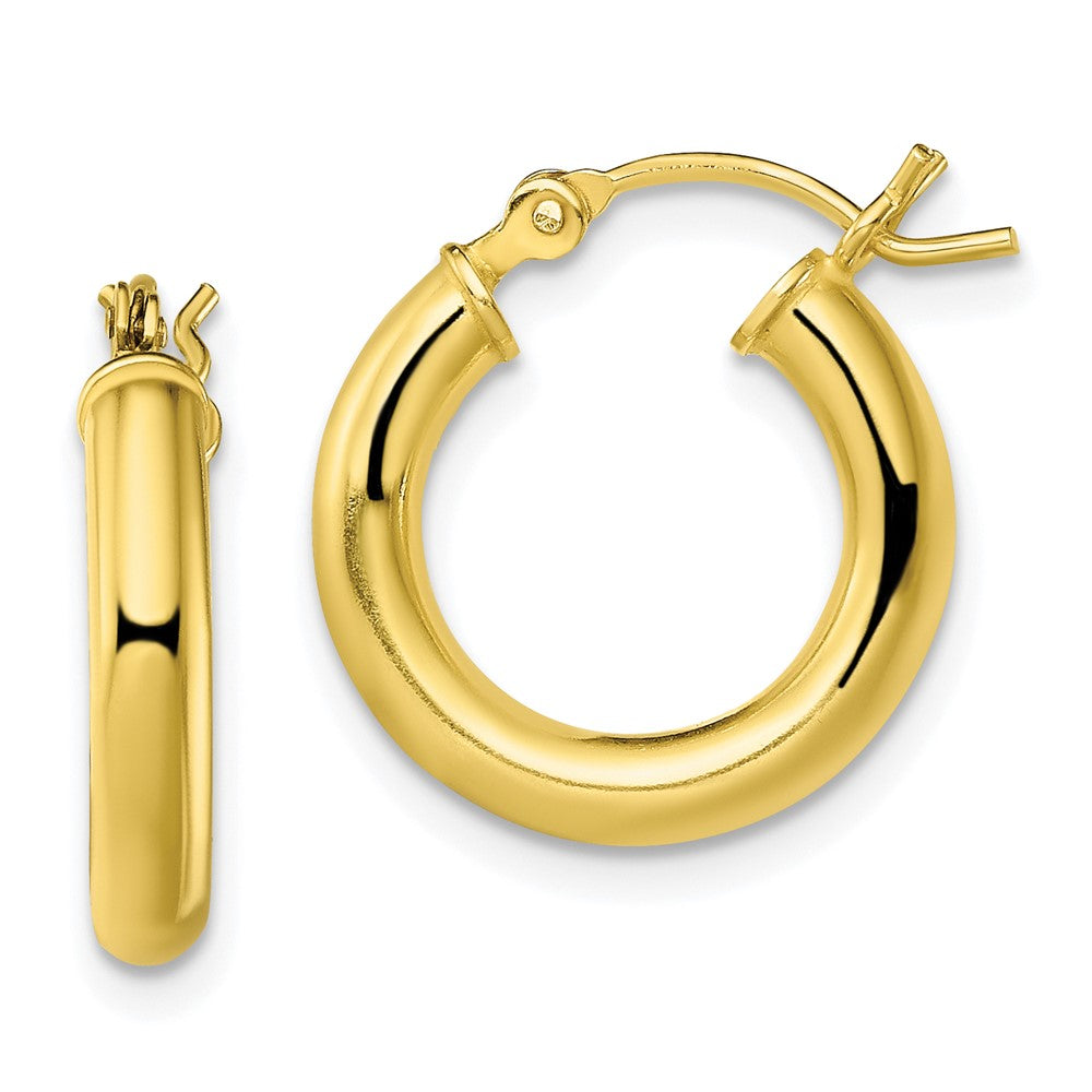 Gold-Tone Polished 3x16mm Hoop Earrings in Sterling Silver