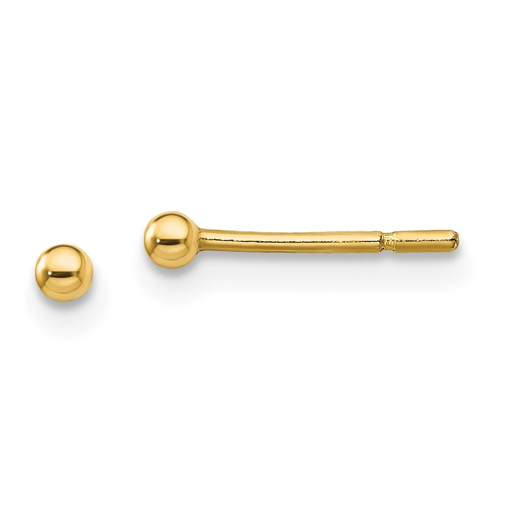 Gold-Tone Polished 2mm Ball Post Earrings in Sterling Silver