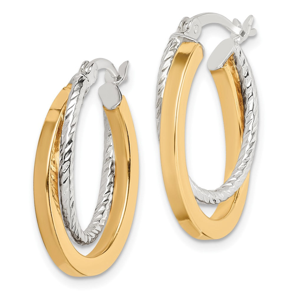 & Gold Tone Double Hoop Earrings in Sterling Silver