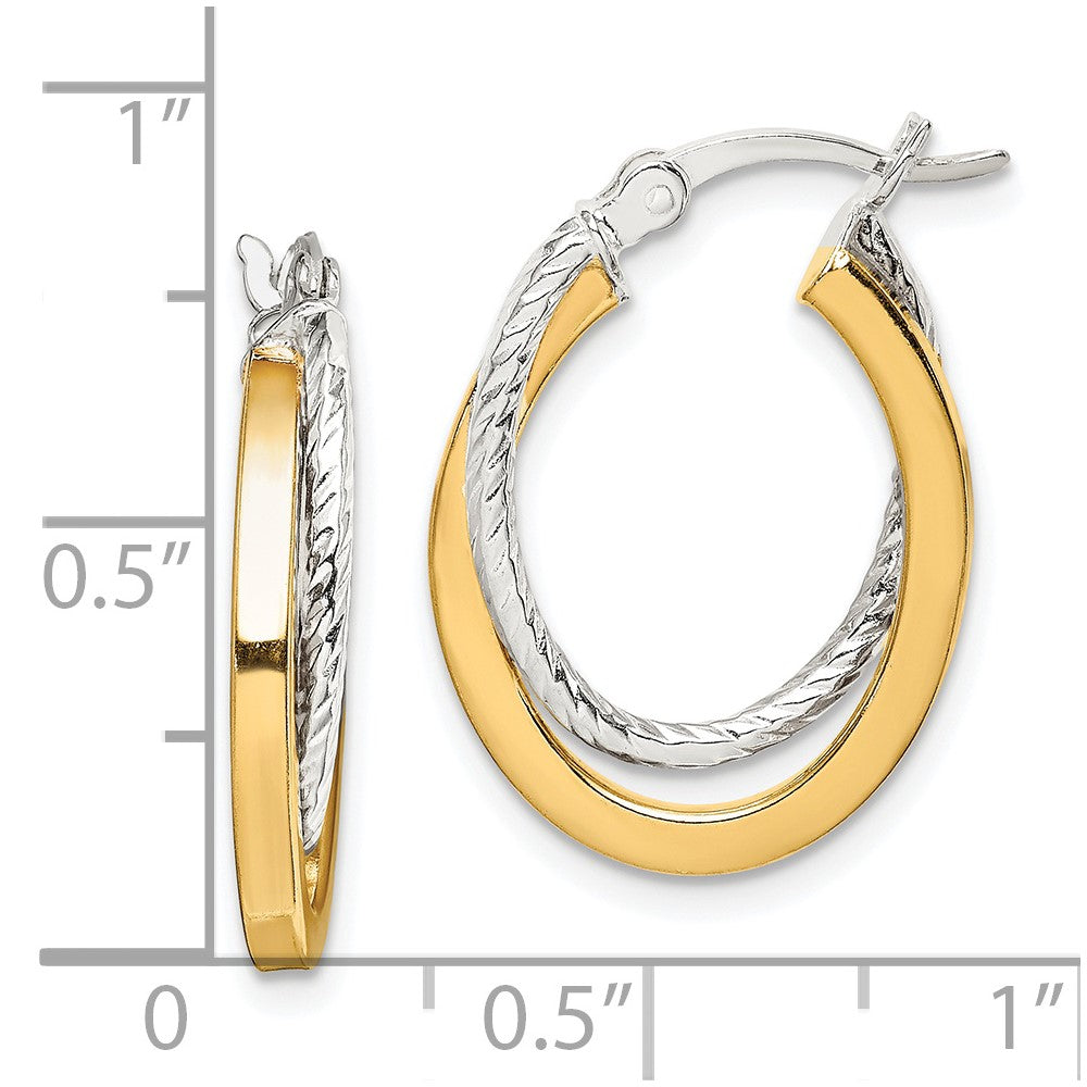 & Gold Tone Double Hoop Earrings in Sterling Silver