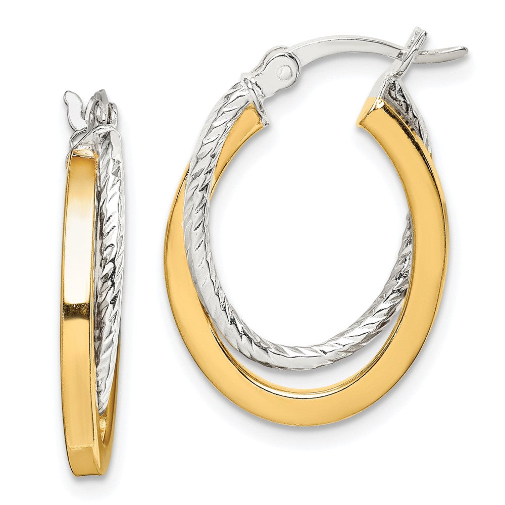 & Gold Tone Double Hoop Earrings in Sterling Silver