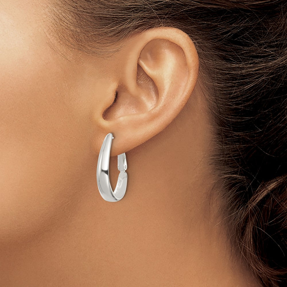 Polished Omega Back Hoop Earrings in Sterling Silver