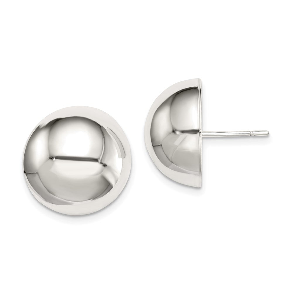 Polished 16mm Button Earrings in Sterling Silver