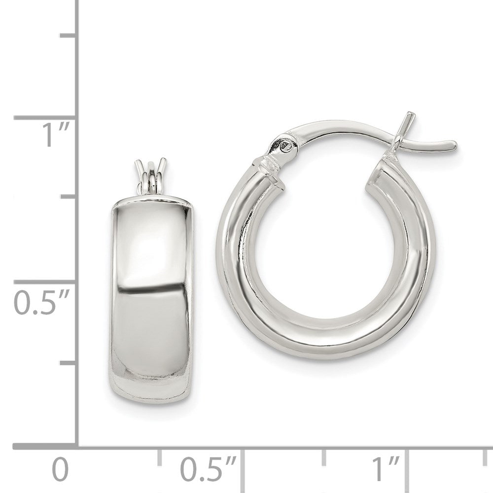 Polished 6mm Round Hoop Earrings in Sterling Silver
