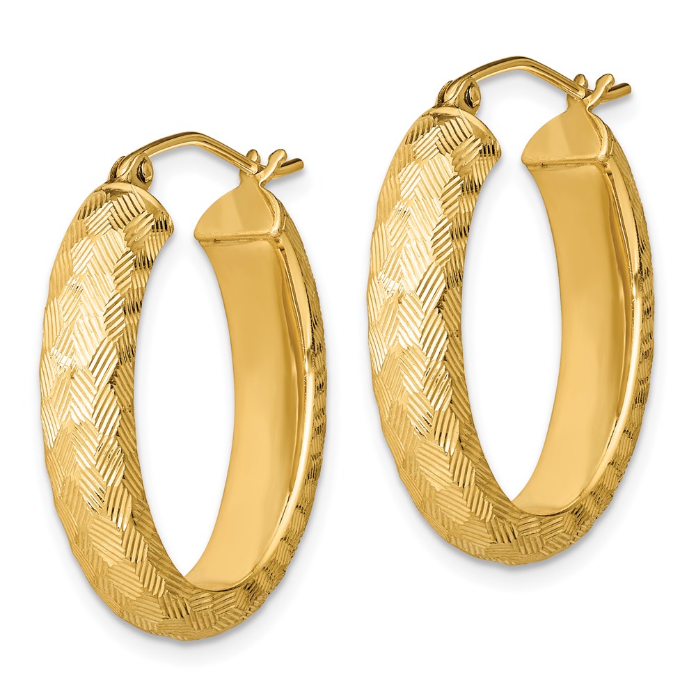 Gold-plated Textured 5mm Oval Hoop Earrings in Sterling Silver