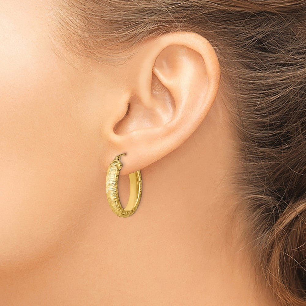 Gold-plated Textured 5mm Oval Hoop Earrings in Sterling Silver