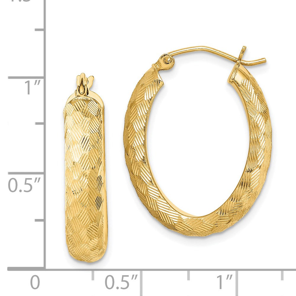 Gold-plated Textured 5mm Oval Hoop Earrings in Sterling Silver
