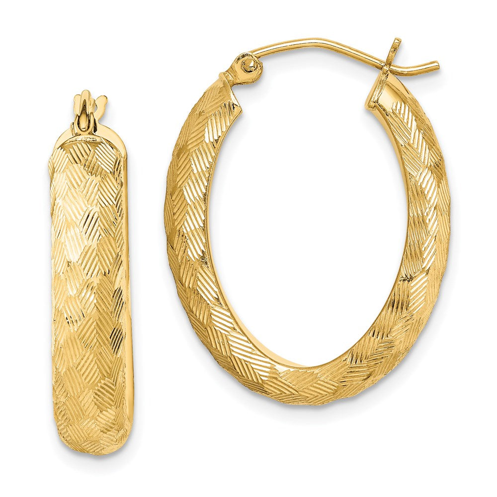 Gold-plated Textured 5mm Oval Hoop Earrings in Sterling Silver