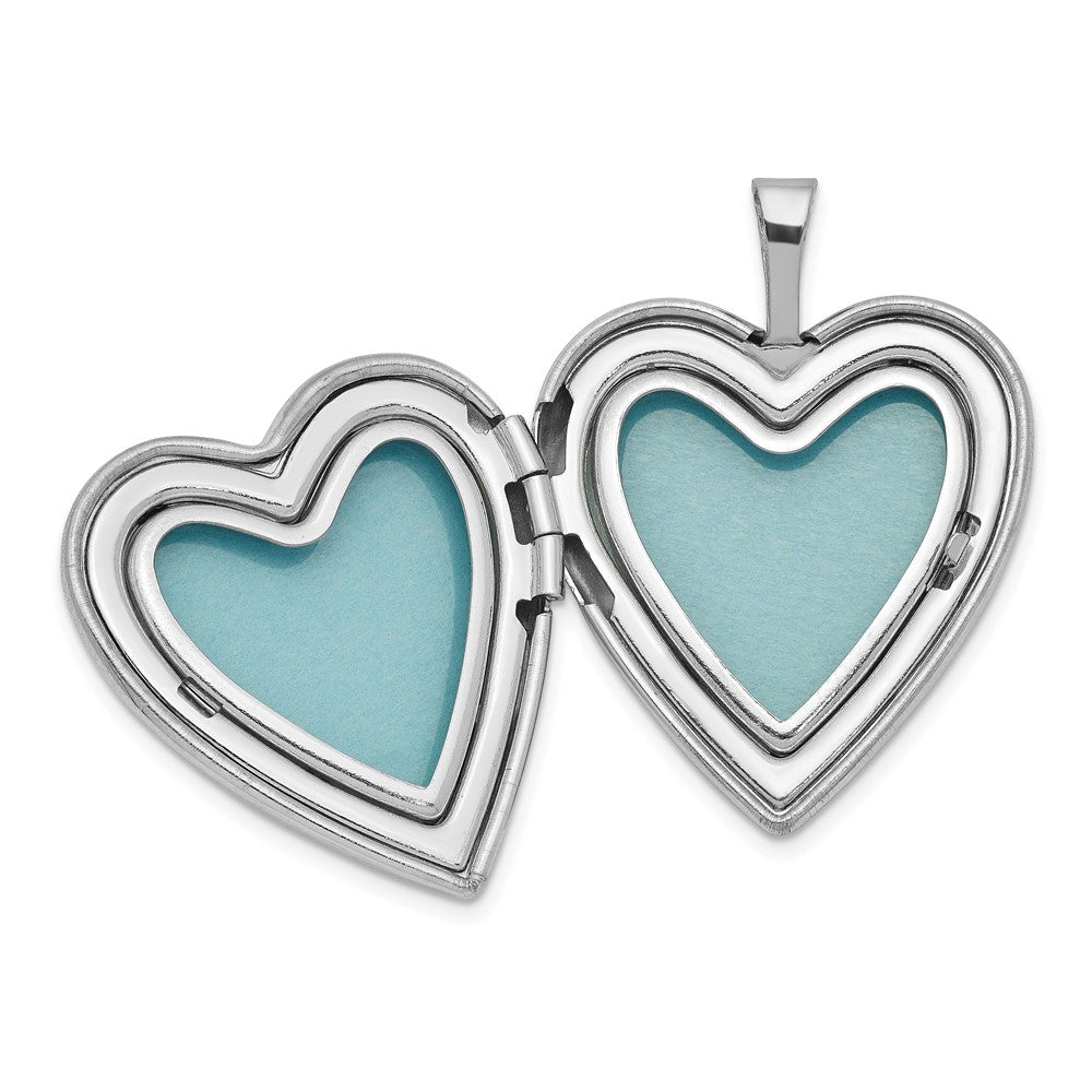 Rhodium-Plated Polished & Satin Heart 18in Locket Necklace & 14in Pendant Necklace Set in Sterling Silver