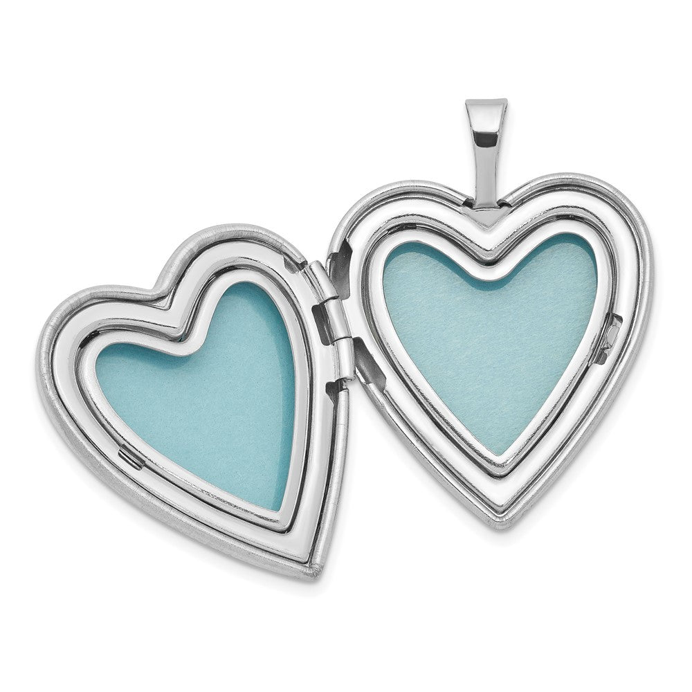 Rhodium-Plated Polished & Satin Butterfly Heart 18in Locket Necklace & 14in Pendant Necklace Set in Sterling Silver