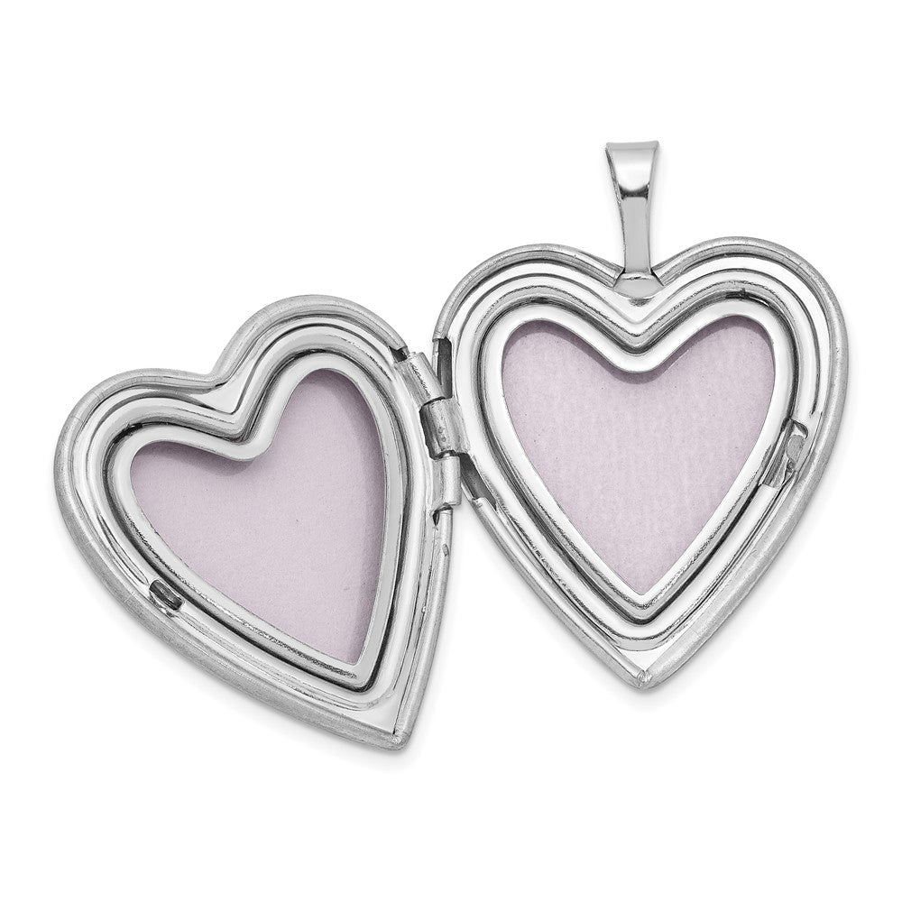 Rhodium-Plated Polished & satin Butterfly Heart 18in Locket Necklace & 14in Pendant Necklace Set in Sterling Silver