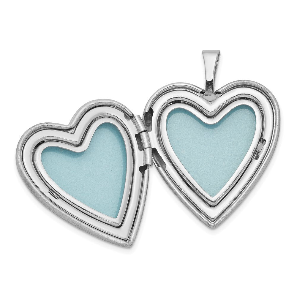 Rhodium-Plated Polished & Satin Forever In My Heart Mother/Daughter Locket/Pendant Necklace Set in Sterling Silver