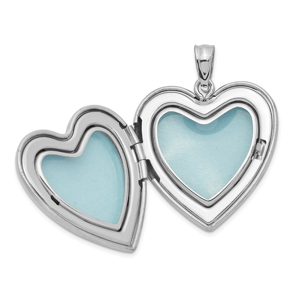 RH-plated Pol & Satin Heart Locket & Pendant Necklace Set in Sterling Silver