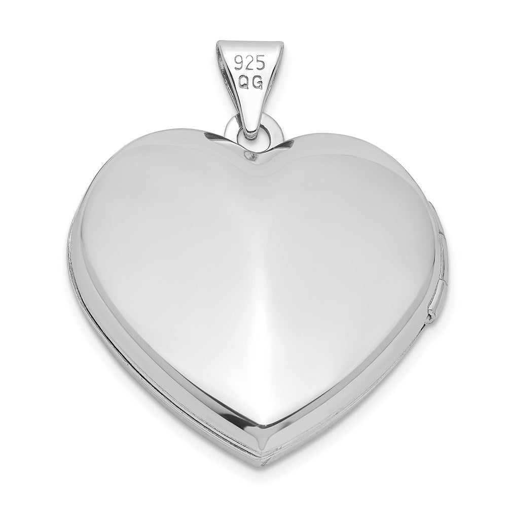 Rhodium & Gold-plated w/ Key Charm Inside 21mm Heart Locket in Sterling Silver