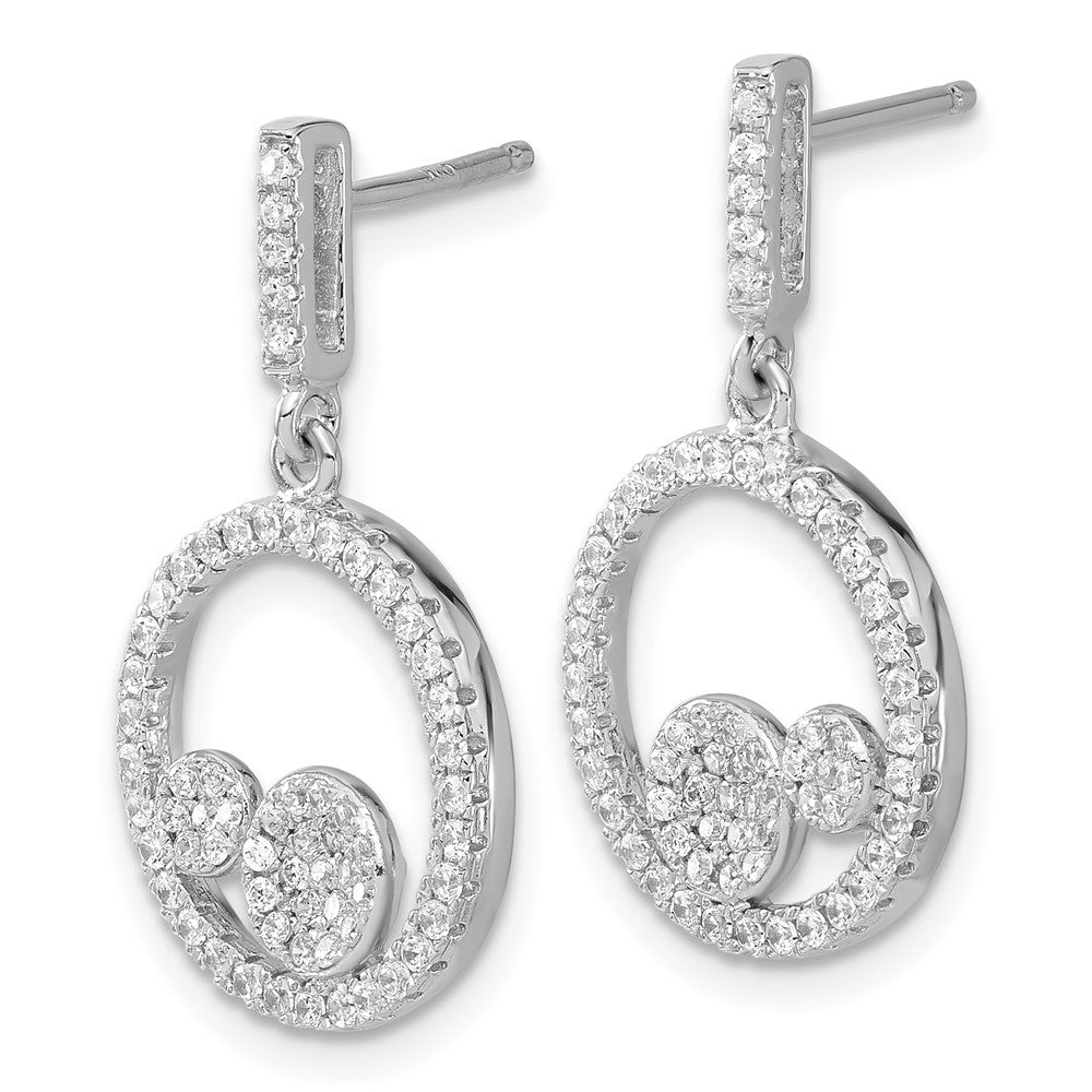 & CZ Brilliant Embers Circles Dangle Post Earrings in Sterling Silver