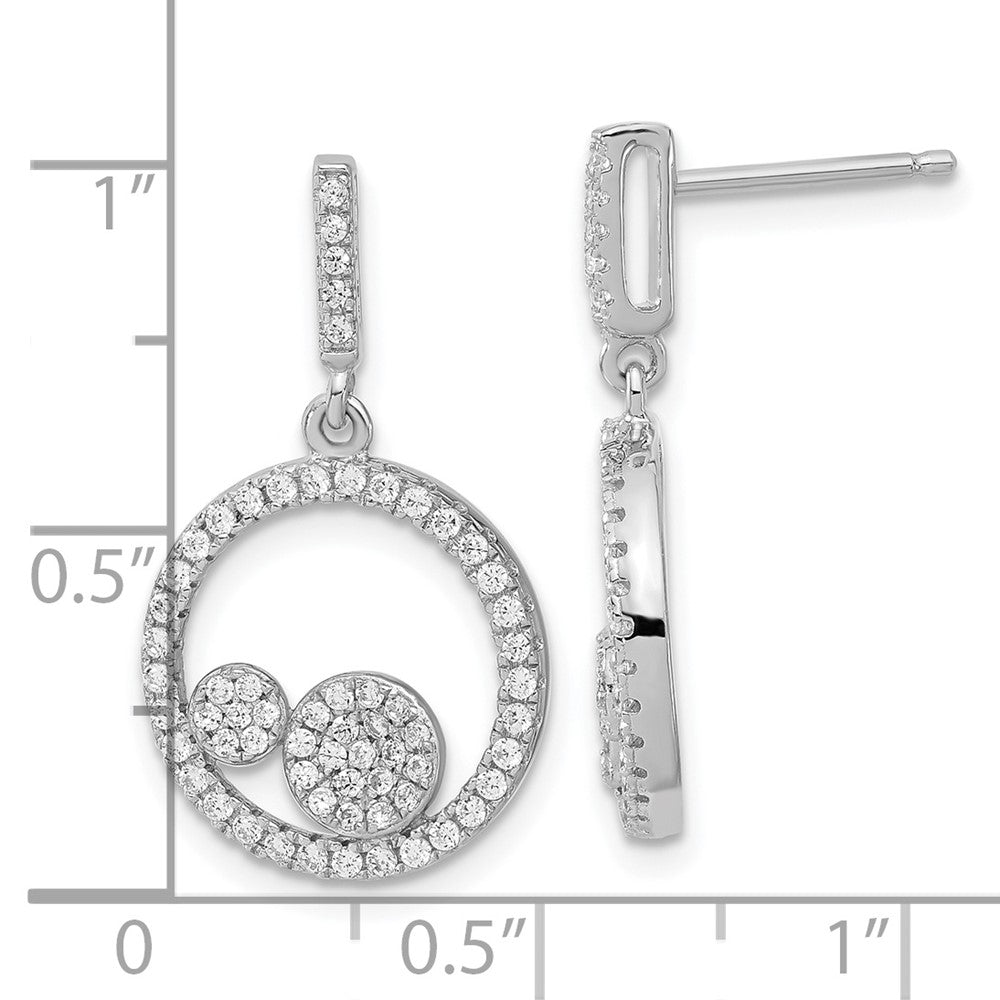 & CZ Brilliant Embers Circles Dangle Post Earrings in Sterling Silver
