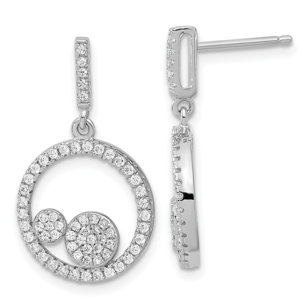 & CZ Brilliant Embers Circles Dangle Post Earrings in Sterling Silver