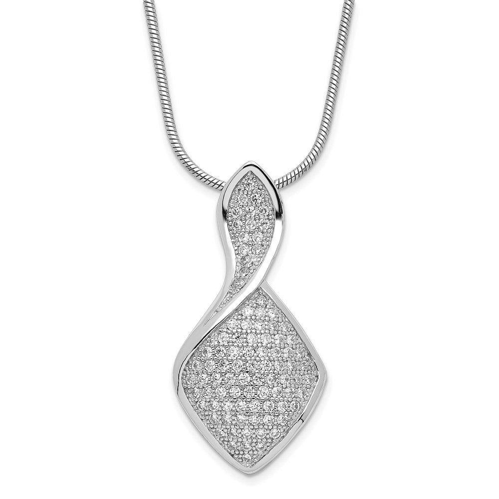 & CZ Brilliant Embers Fancy Curve Pendant Necklace in Sterling Silver